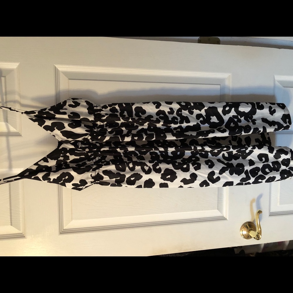 Black and white silk dress